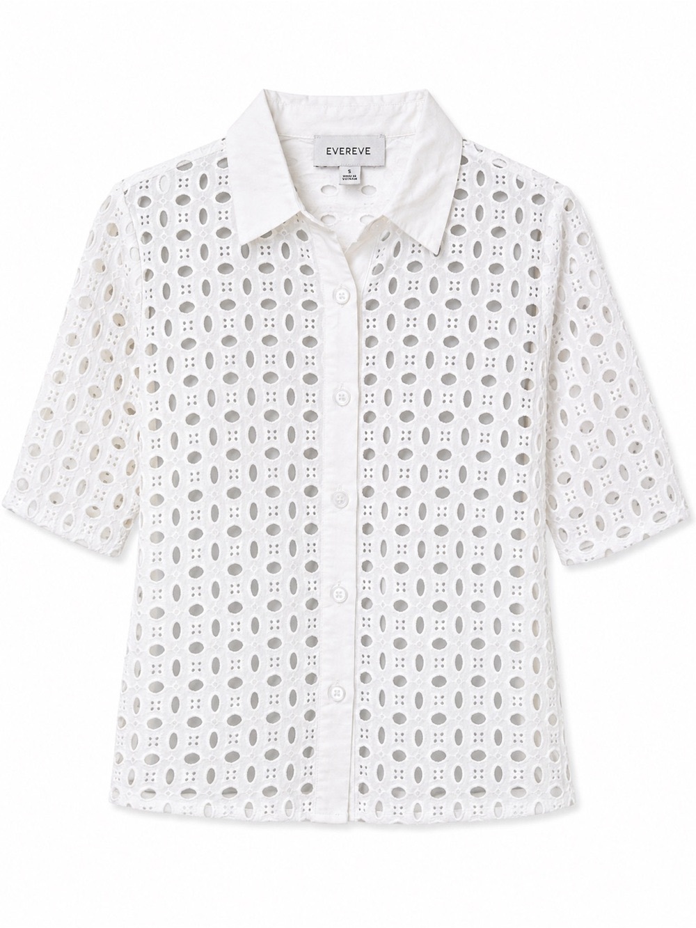 Evereve White Eyelet Button-Front Blouse